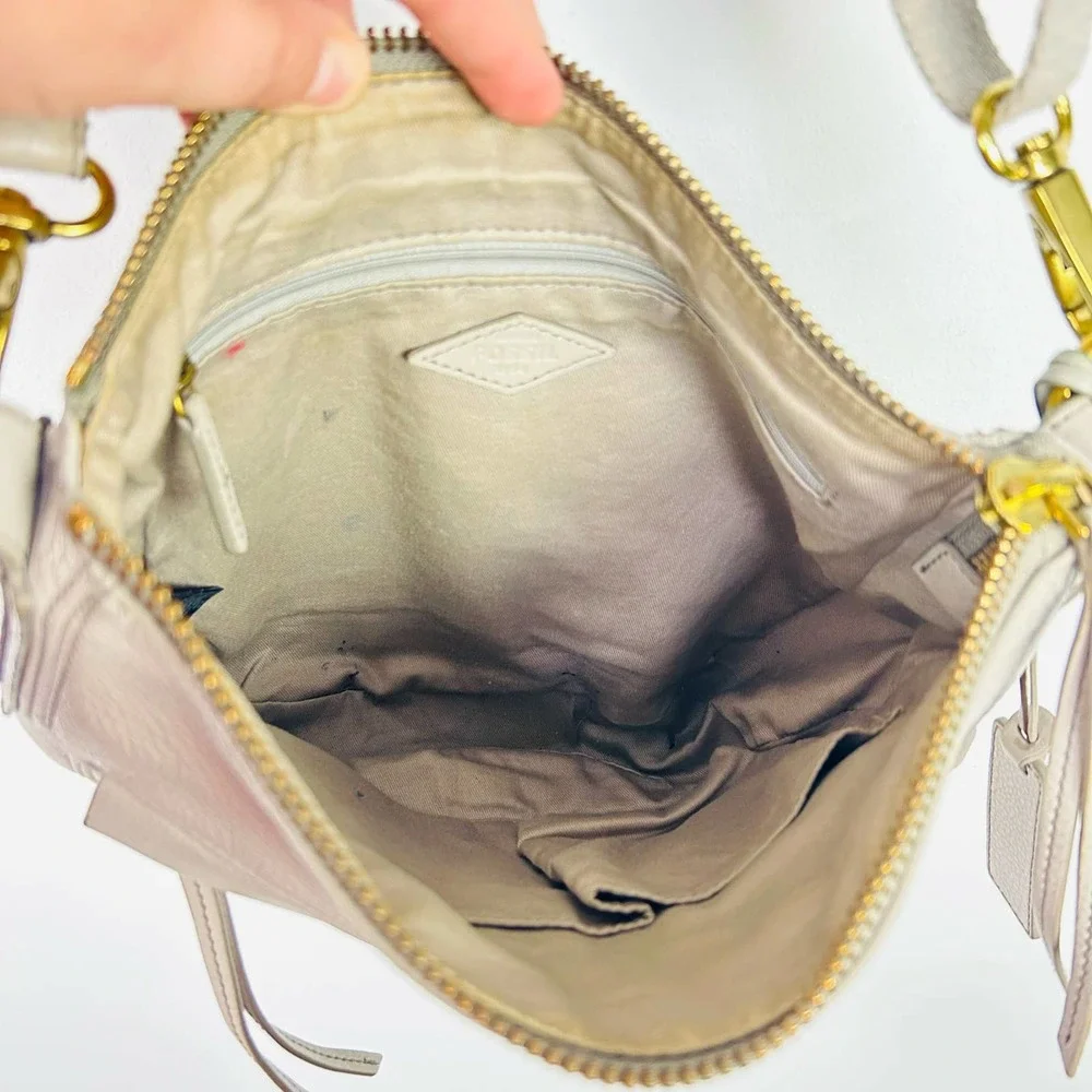 Fossil Gray Leather Crossbody Purse